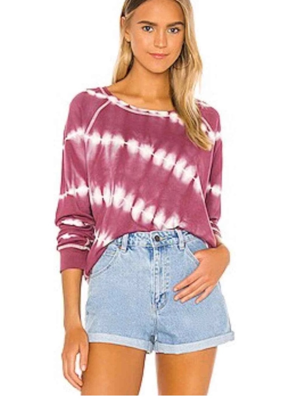 Rails Theo Cranberry Tie-Dye Raglan Sweatshirt Size Large